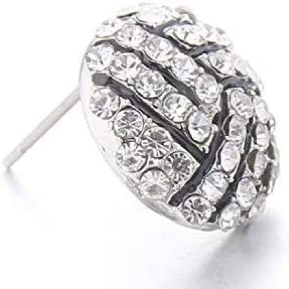 Volleyball Sports‎ Stud Earrings - Rhinestone Crystal Bling, Athletic Fashion - Picture 3 of 4